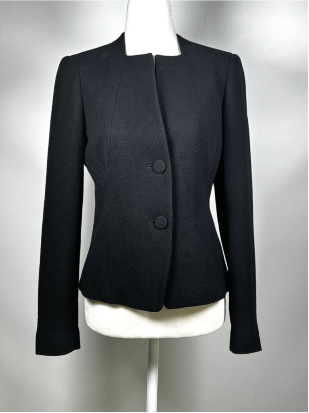 NWT Lafayette 148 New York Black Blazer 2 Jacket 100% Wool Minimalistic - Picture 3 of 10